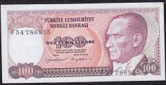 7.Emisyon 2.Tertip 100 Lira F54 786955 Ççt Çilaltı