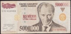 7.Emisyon 5 000 000 Lira L72 516944 Çok Temiz