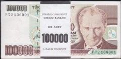7.Emisyon 3.Tertip 100000 Lira F72 Deste (100 adet ) Tam Sıralı ÇİL