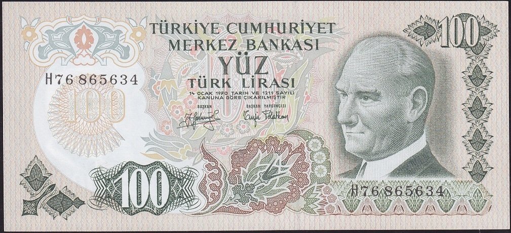 6.Emisyon 2.Tertip 100 Lira H76 865634 Çilaltı Çil