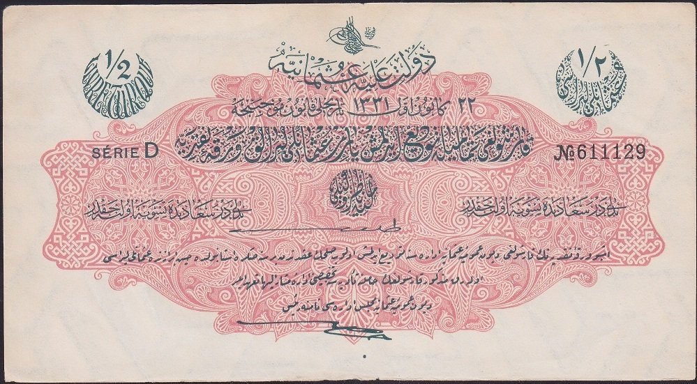 Reşat 1/2 Lira 22 Aralık1331 D 611129 Çilaltı