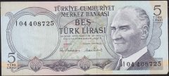 6.Emisyon 2.Tertip 5 Lira I04 408725 Çilaltı+