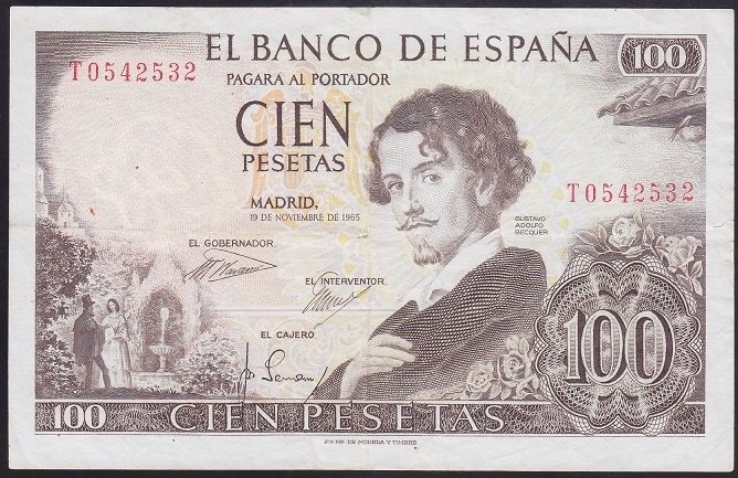 ISPANYA 100 PESETAS 1965 ÇOK TEMİZ +