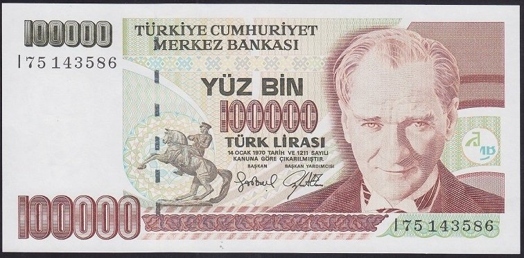 7.EMİSYON 3.TERTİP 100000 LİRA I75 143586 ÇİL