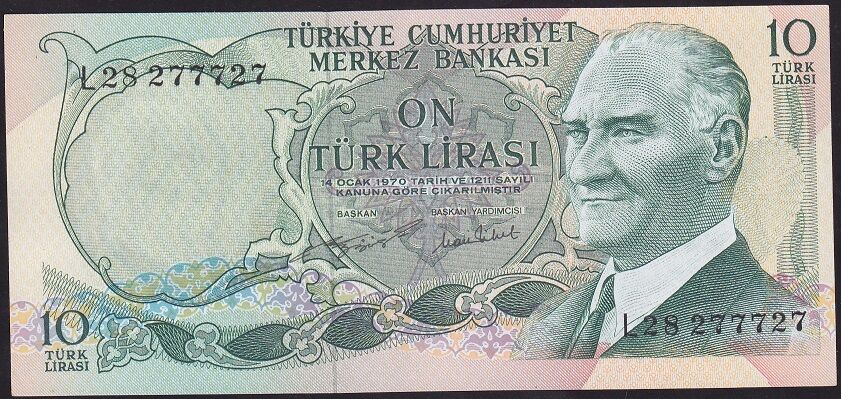 6.Emisyon 2.Tertip 10 Lira L28 277727 Çil