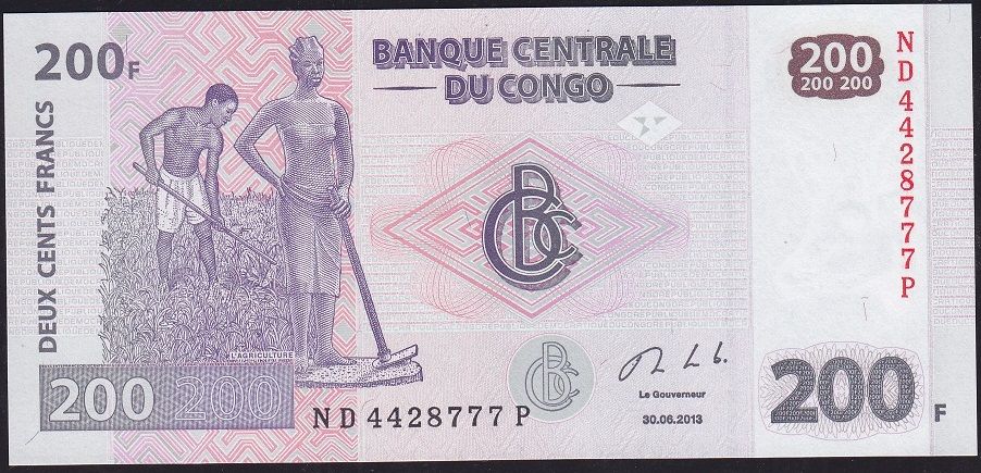 Kongo 200 Frank 2013 Çil Pick 99b ( 777 )