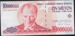 7.Emisyon 10 000 000 Lira E09 283586 Çok Temiz+