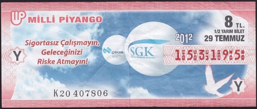 2012 29 Temmuz Yarım Bilet - Y Serisi