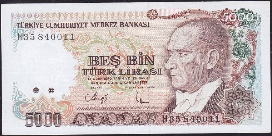 7.Emisyon 4.Tertip 5000 Lira H35 840011 Çil