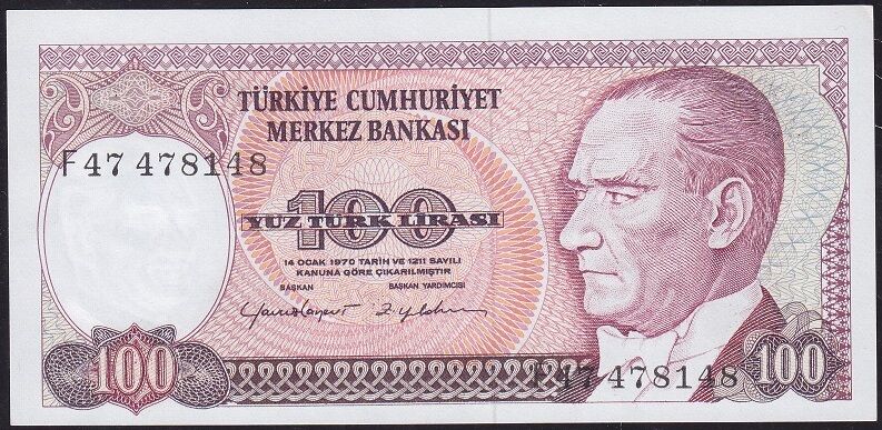 7.Emisyon 2.Tertip 100 Lira F47 478148 Çilaltı Çil