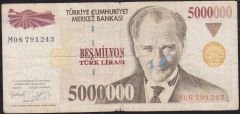 7.Emisyon 5 000 000 Lira M08 791243 Temiz