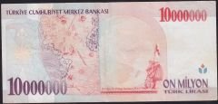 7.Emisyon 10 000 000 Lira C86 423385 Çok Temiz+