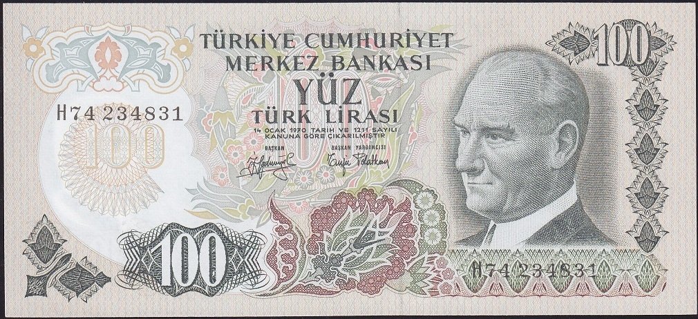 6.Emisyon 2.Tertip 100 Lira H74 234831 Çilaltı Çil