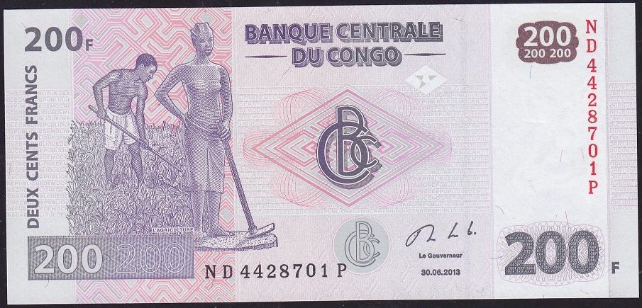 Kongo 200 Frank 2013 Çil Pick 99b
