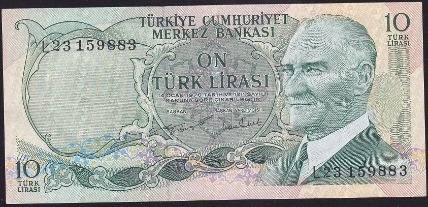 6.Emisyon 2.Tertip 10 Lira L23 159883 Ççt Çilaltı
