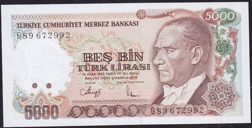 7.Emisyon 4.Tertip 5000 Lira G89 6729XX Çil