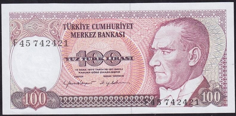 7.Emisyon 2.Tertip 100 Lira F45 742421 Çil