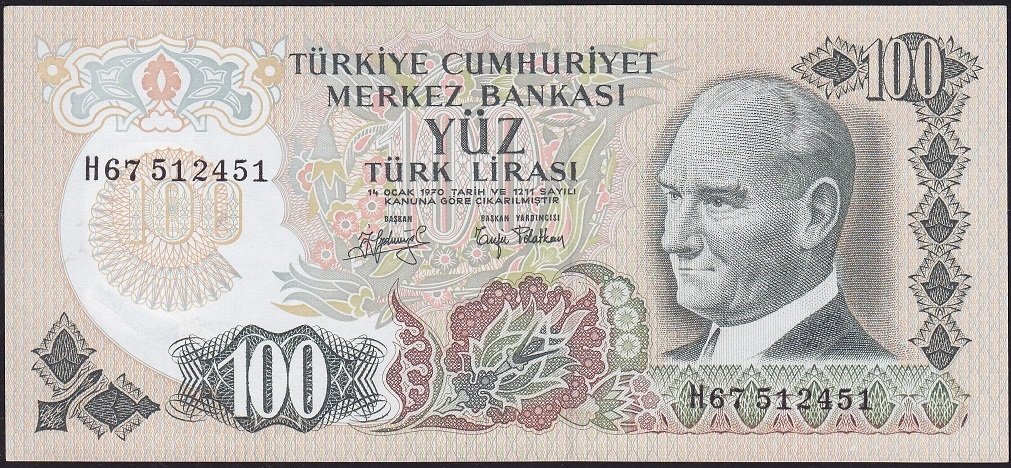 6.Emisyon 2.Tertip 100 Lira H67 512451 Çilaltı