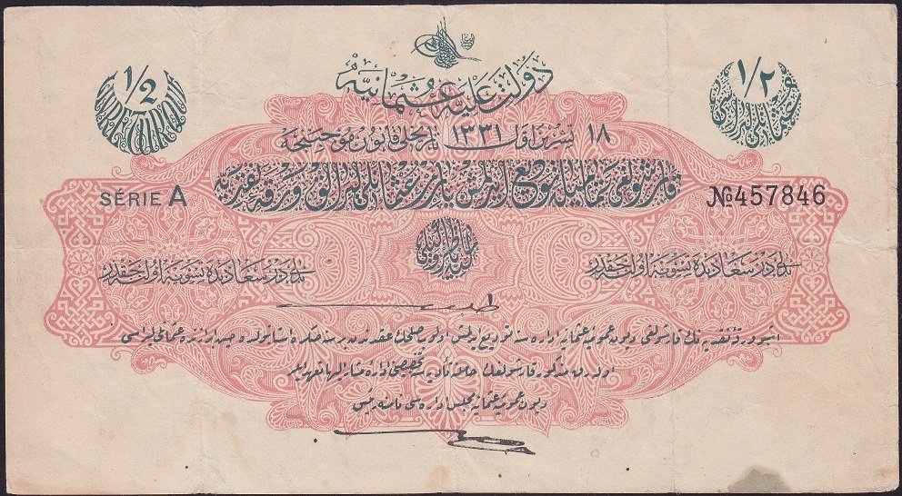 Reşat 1/2 Lira 18 Ekim 1331 A 457846 Çok Temiz