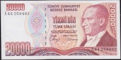 7.Emisyon 1.Tertip 20000 Lira E44 259492 Çilaltı