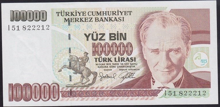 7.EMİSYON 3.TERTİP 100000 LİRA I51 822212 ÇİLALTI