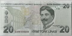 9.Emisyon 6.Tertip 20 Lira G258 333232 Çil