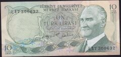 6.Emisyon 2.Tertip 10 Lira L17 300632 Çok Temiz+