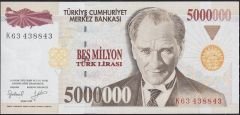 7.Emisyon 5 000 000 Lira K63 438843 Çilaltı Çil