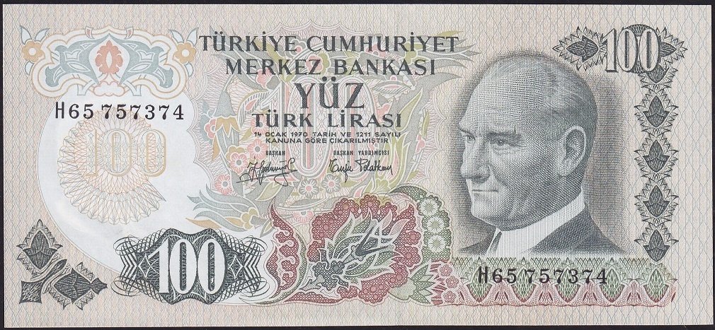 6.Emisyon 2.Tertip 100 Lira H65 757374 Çilaltı Çil