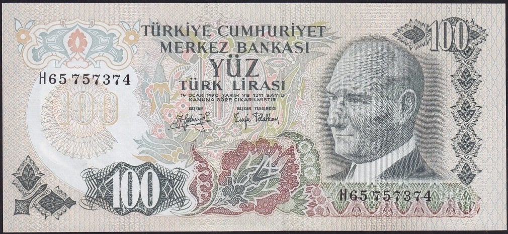 6.Emisyon 2.Tertip 100 Lira H65 757374 Çilaltı Çil