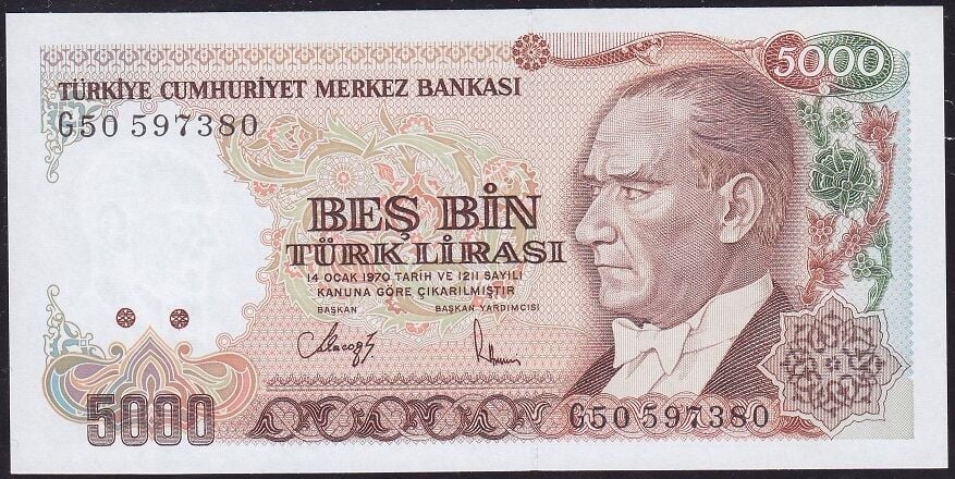 7.Emisyon 4.Tertip 5000 Lira G50 597380 Çil