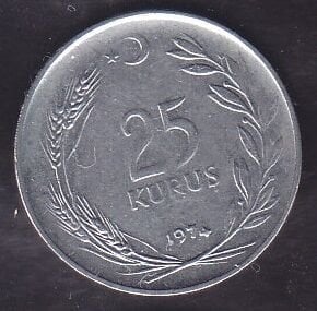 1974 Yılı 25 Kuruş