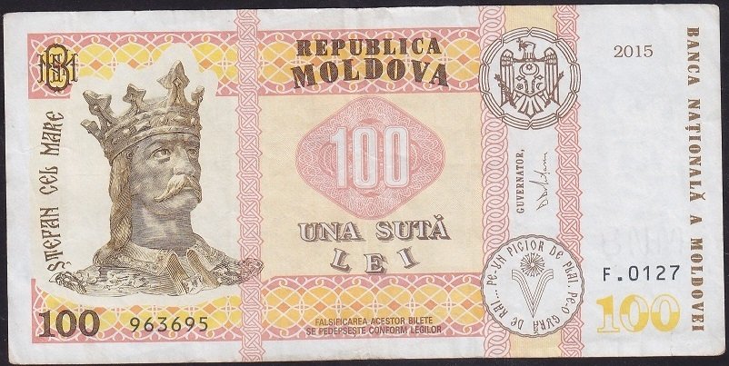 MOLDOVA 100 LEİ 2015 ÇOK TEMİZ + ( 33 LİRA NOMİNALİ VAR)