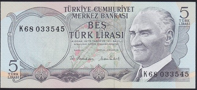 6.EMİSYON 2.TERTİP 5 LİRA K68 033545 ÇİLALTI ÇİL