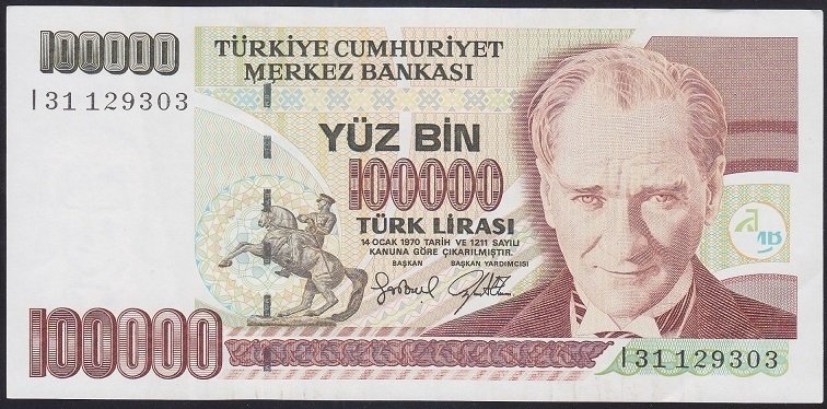 7.EMİSYON 3.TERTİP 100000 LİRA I31 129303 ÇÇT +