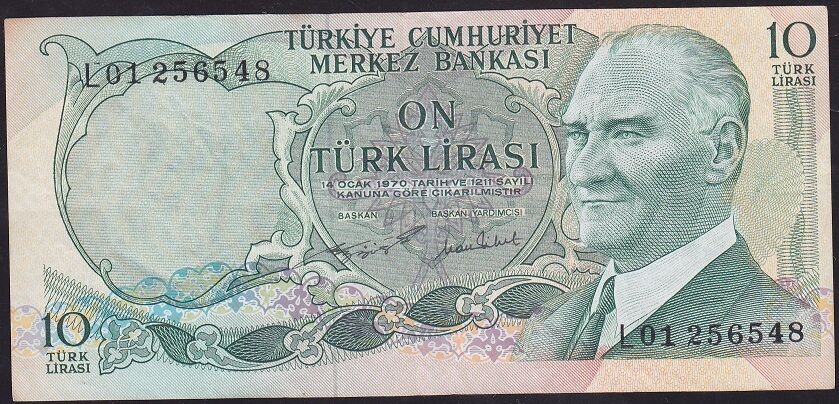 6.Emisyon 2.Tertip 10 Lira L01 256548 Çok Temiz+