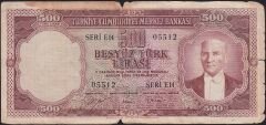 5.Emisyon 1.Tertip 500 Lira E14 05512 Haliyle