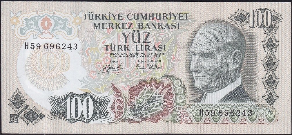 6.Emisyon 2.Tertip 100 Lira H59 696243 Çilaltı Çil