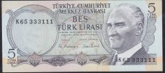 6.EMİSYON 2.TERTİP 5 LİRA K65 333111 ÇİLALTI ÇİL