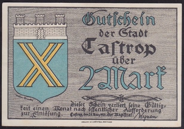 ALMANYA 2 MARK NOTGELD 1922 ÇİL