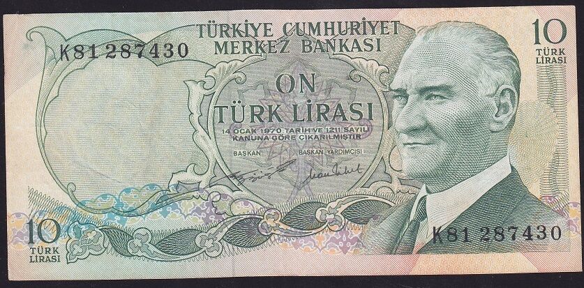 6.Emisyon 2.Tertip 10 Lira K81 287430 Çok Temiz+