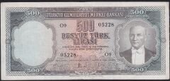 5.Emisyon 2.Tertip 500 Lira O9 05228 Çok Temiz ( Düzeltme Var )