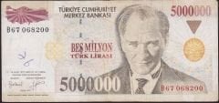 7.Emisyon 5 000 000 Lira B67 068200 Çok Temiz