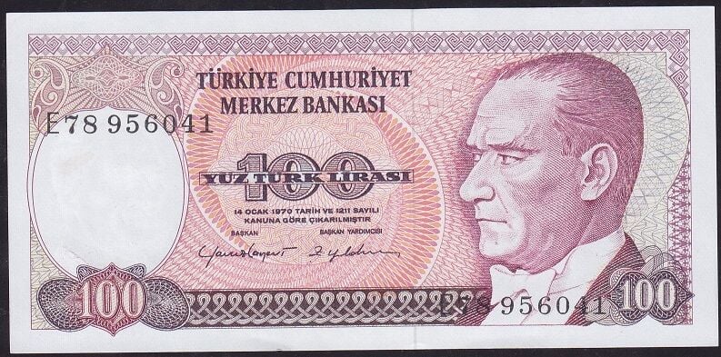 7.Emisyon 2.Tertip 100 Lira E78 956041 Çil