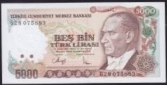 7.Emisyon 4.Tertip 5000 Lira G28 075883 Çil