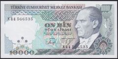 7.Emisyon 4.Tertip 10000 Lira K44 566535 Çilaltı