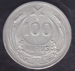1934 Yılı 100 Kuruş Gümüş Çilaltı