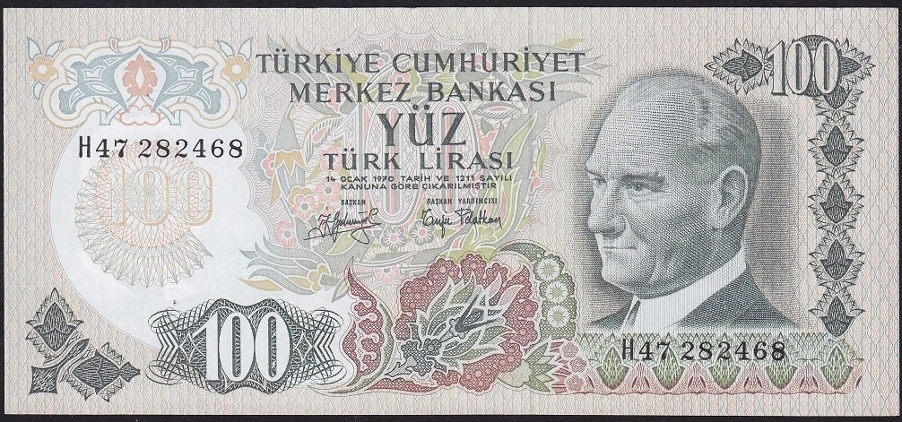 6.Emisyon 2.Tertip 100 Lira H47 282468 Çil