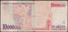 7.Emisyon 10 000 000 Lira D64 172389 Temiz