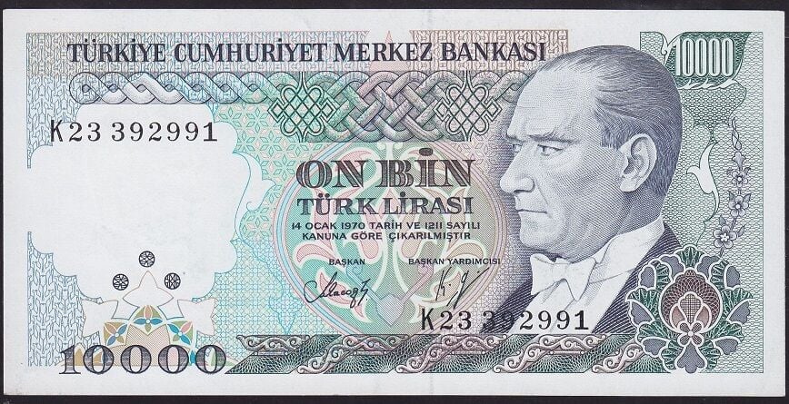 7.Emisyon 4.Tertip 10000 Lira K23 392991 Çil